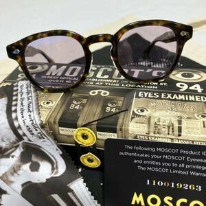 極美品！MOSCOT/LEMTOSH モスコット/レムトッシュ TORTOICE(べっ甲) 46サイズ 度なしトルーパープル35%濃度レンズ 鼻盛り加工済み