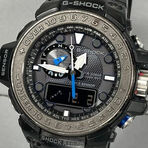 美品G-SHOCK GWN-1000C-1AJF GULFMASTER タフソーラー 電波受信 電波ソーラー マルチバンド6 方位.気圧.温度計 アナデジ ブラック 反転液晶