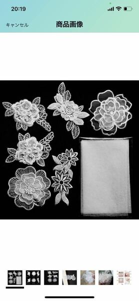 B78 sempiterno 人気レース生地 刺繍花 花と蝶のパターン 縫製 DIY 服 工芸品の装飾 パッチ アップリケ モチーフ (ホワイト 6個セット)