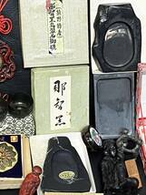 骨董品 まとめ 1円～ 中国美術 書道具 那智黒 朱肉 彫刻 置物 印材 印鑑 筆 文鎮 茶器 硯_画像5