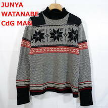 【名作】ジュンヤワタナベマン　AD2006　ノルディック柄ダメージ加工ニット　JUNYA WATANABE MAN　comme des garcons　サイズＳ　灰_画像1