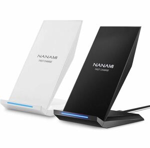 NANAMI ワイヤレス充電器 Qi急速 充電スタンド 2台セット 置くだけ充電器 15W/10W/7.5W iPhone Xperia 多機種対応 スマホスタンド 黒と白