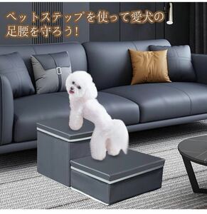 ★処分価格 SGALUPA ドッグステップ 犬用ステップ【ドッグトレーナー監修】ステップ 踏み台 2段 収納 折り畳み式 小型犬 高齢犬用 (グレー)