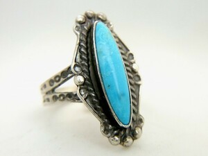 Винтажный индийский торговый пост Maisel's Silver Turquoise Nava Halling Stamp Индийский ювелирный кольцо