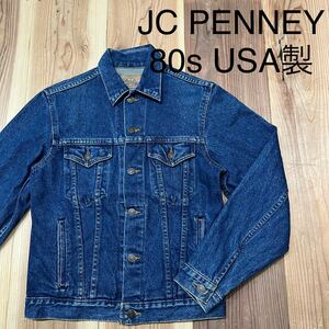 80s USA製 JCPENNEY ジェーシーペニー plain pockets デニムジャケット Gジャン ジージャン ヴィンテージ インディゴ サイズ36 玉mc2413