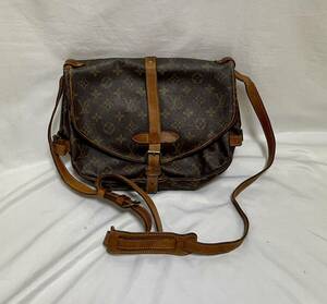 1円〜ルイヴィトン LOUIS VUITTON ソミュール30 ショルダーバッグ モノグラム レザー 茶 ブラウン M42256