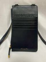 1円〜Christian Dior 30 MONTAIGNE ショルダーウォレット キャンバス レザー ネイビー オフホワイト_画像2