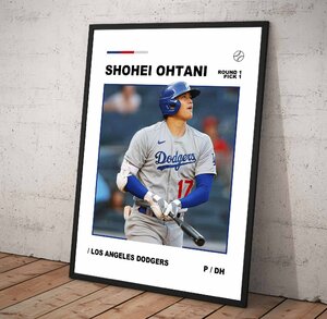 ポスター 【 MLB ロサンゼルス・ドジャース 大谷翔平 】poster フレーム付 297×210mm (1) -6