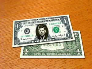 元アメリカ大統領ジョン・F・ケネディ/John F. Kennedy/本物米国公認1ドル札紙幣-1