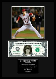 MLB ロサンゼルス・エンゼルス 【 大谷翔平 】プロ野球選手/写真本物USA1ドル札フレーム証明書付-1