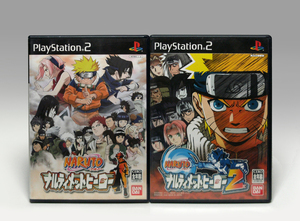 ● PS2 2本セット NARUTO -ナルト- ナルティメットヒーロー / 2 SLPS-25293/ 25398 Ultimate Ninja / 2 NTSC-J Bandai 2003 2004