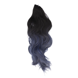 * dark brown × blue Mist * ponytail wig pkm056 wig ponytail long wig ek stereo part wig attaching wool 