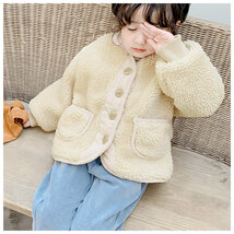 ☆ ベージュ ☆ 120cm ☆ ボアジャケット 女の子 可愛い coat22 ボアジャケット 子供 裏起毛 もこもこ 女の子 ボア ジャケット あったかい_画像6