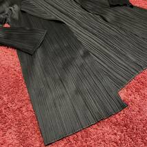 極美品/超希少サイズ5●プリーツプリーズ PLEATS PLEASE カーディガン コクーン ロング ブラック 伸縮 大きいサイズ 羽織り XXL相当_画像3