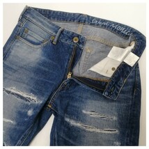 定価24,200円 JAPAN BLUE JEANSジャパンブルージーンズ12.5ozCALIF DENIM/SANTAMONICAサンタモニカアンクルカットダメージデニム　サイズ30_画像6