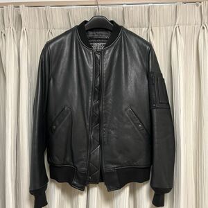 超美品 SUPREME/Schott leather MA-1 black レザー 