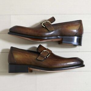 新品 SANTONI シングルモンク ローファー UK5.5 (25.5cm程度) ブラウン 正規品 サントーニ シューズ 靴の画像6
