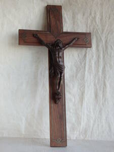 フランスアンティーク 1920年 十字架 クロス ウォール 壁掛け キリスト 教会 装飾 インテリア フレンチ 蚤の市 ブロカント 古い 