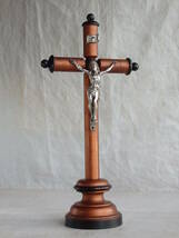 フランスアンティーク 十字架 クロス スタンド 置き物 キリスト 聖品 教会 装飾 インテリア 蚤の市 ブロカント 古い ヴィンテージ _画像1