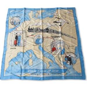 未使用 Porter Classic ポーター クラシック シルクスカーフ PC-011-787 SILK SCARF クラシックトレイン急行 日本製 ブルー 28006809