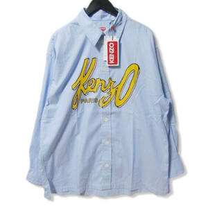 未使用 KENZO ケンゾー アーチロゴ ストライプ 長袖シャツ FD65CH5109LM KENZO ARCHIVE LOGO OV SHIRT ブルー M タグ付き 27104754