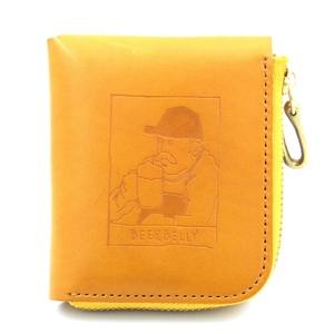 BEERBELLY ビアベリー 二つ折り財布 SMALL ROUND WALLET イタリア製 ベジタブルタンニン 真鍮 ミニ財布 イエロー 80006368