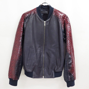 Alexander McQUEEN LEATHER PYTHON SLEEVE BLOUSON 46 アレキサンダーマックイーン エキゾチックレザー パイソン ジャケット スネーク 蛇革