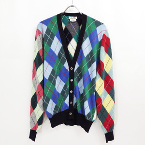 90s HERMES MULTI ARGYLE CASHMERE KNIT CARDIGAN BALLANTYNE エルメス アーガイル カシミヤ ニット カーディガン バランタイン