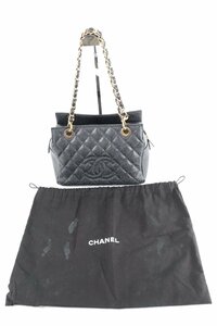 CHANEL シャネル ハンドバッグ チェーンハンドバッグ キャビアスキン ブラック ゴールド 0314-KF