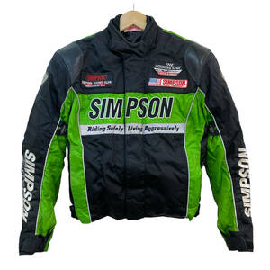 【即決】 SIMPSON シンプソン 　ナイロンライダースジャケット Mサイズ ブラック＆グリーン 5305-100