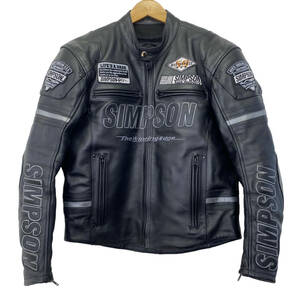 【美品】 SIMPSON シンプソン レザージャケット バイクウェア SLJ-5111 黒系 ブラック系 Ｍサイズ　5718-100