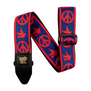  Ernie Ball strap ERNIE BALL 4698 RED AND BLUE PEACE LOVE DOVE JACQUARD STRAP guitar strap ja card 