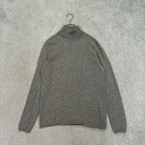 100円スタート♪ （14）UNIQLO ユニクロ　カシミヤ100% タートルネックセーター　サイズXL　カシミヤニット　グレー無地　cashmere