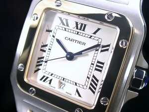 ★極美品 Cartier カルティエ サントスガルベ 18金SS LM Cal.687 アイボリー 綺麗！★