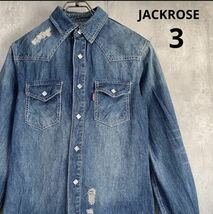 ジャックローズ　JACKROSE デニムシャツ　サイズ3 長袖シャツ_画像1