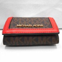 ID334131 マイケルコース コンパクト財布 二つ折り JET SET TRAVEL レディース ブラウンxレッド Michael Kors 中古 美品_画像6