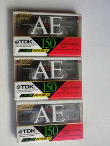 ●未開封カセットテープ　TDK　AE 150　3本セット　ノーマルポジション　150分（片面75分）送料無料　未使用品