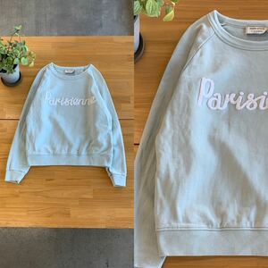 MAISON KITSUNE メゾンキツネ parisien コットンスウェットトレーナー きれい色ラグランスリーブボアロゴトップス ライトブルー水色系 M