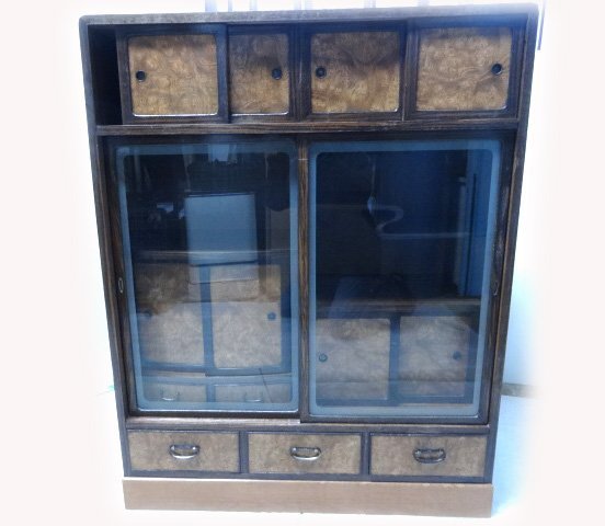 昭和レトロ 無垢材小型ミニ茶タンス 食器棚 古民家 古家具 当時物