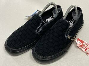 激レア!! VANS SLIPON 黒x黒 編み チェッカー ULTRA CUSH US7.5 (25.5cm) アメリカ企画限定!! スリッポン バンズ