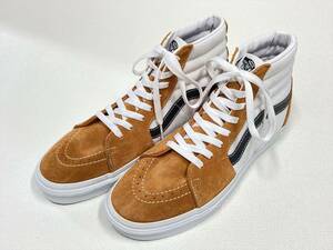 VANS レア!! SK-8 Hi 茶系 スエード 白 キャンバス 黒ライン US8.5 (26.5cm) アメリカ企画限定!! バンズ ハイトップ