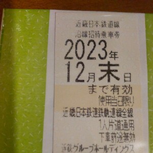 近鉄 沿線招待乗車券 2023年12月末日まで有効 