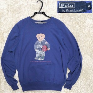 【90sオールドモデル★】Мサイズ Polo Ralph Lauren ポロベアスウェット◆やや使用感有り▲ポロラルフローレン (126)