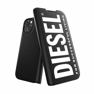 新品 DIESEL 手帳型 ケース iPhone15 BK/WH (ディーゼル)