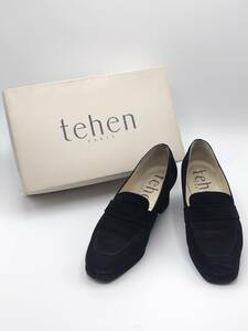 tehen テーン スエード パンプス 靴 ブラック 23.5cm【2-712】