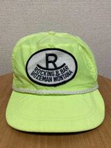 80's90's USAヴィンテージ キャップ 帽子 USA製/ROCKING R BAR BOZEMAN MONTANA キャップ IMPERIAL HEADWEAR製 ネオンカラー イエロー系_画像1