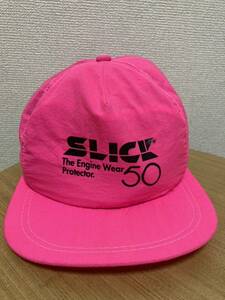 80's 90's USAヴィンテージ キャップ 帽子 K-Products USA製/ SLICK The Engine Wear Protector. 企業キャップ ネオンカラー ピンク系