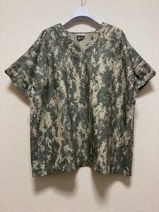 90's USAヴィンテージ メディカルシャツ デジタルカモ柄 ワークシャツ 半袖 カットソー USA製 FAST LANE