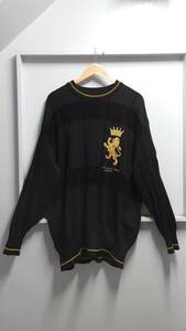 Вышивка Hardy Amies Sport Crown Lion Librine вязаный свитер Black LL сделан в Японии