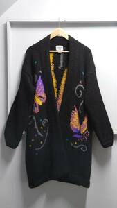 90’s US Vintage CERVELLE “Butterfly” Mohair Long Knit Cardigan ブラック S モヘア混 ロング ガウン カーディガン